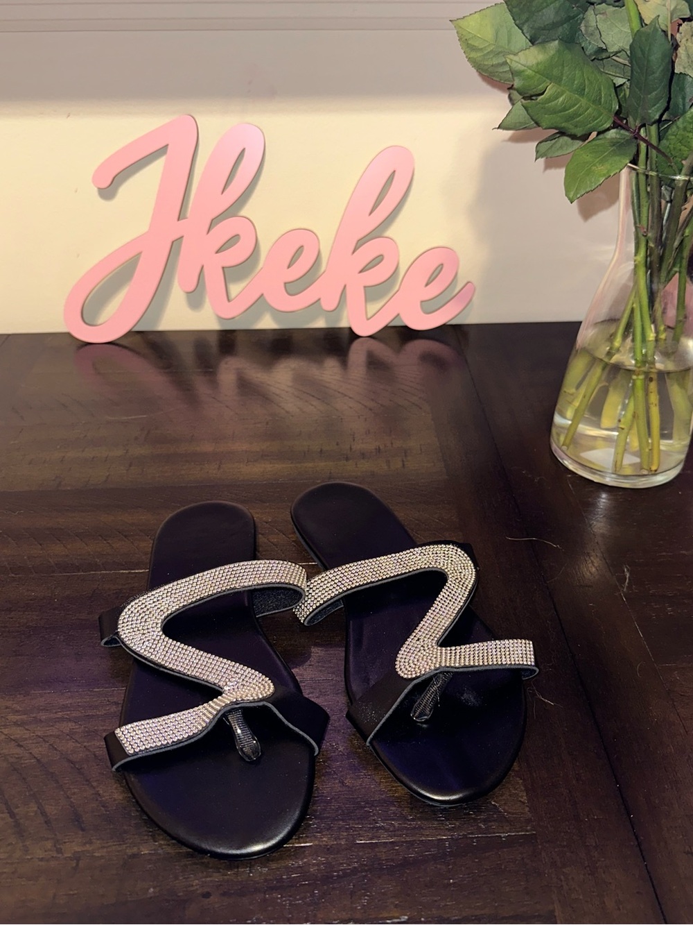Silver Rhinestone Women's Thong-Toe Sandals size 7, 8, 9, 10, 11